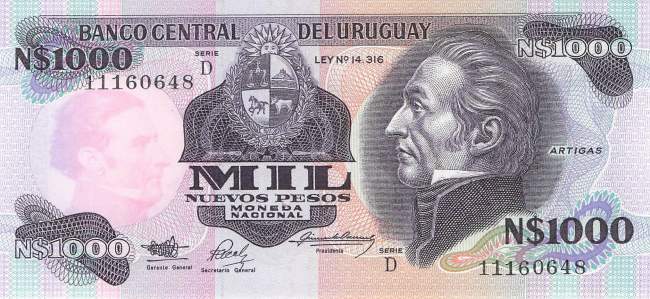 Uruguay 1000 Pesos p64Ab 1991